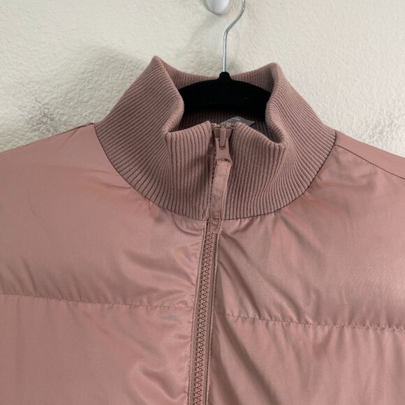 Sweaty Betty Womens 4 Dusty Pink Insulated Puffer Bomber Jacket Ribbed Collar - Picture 5 of 15